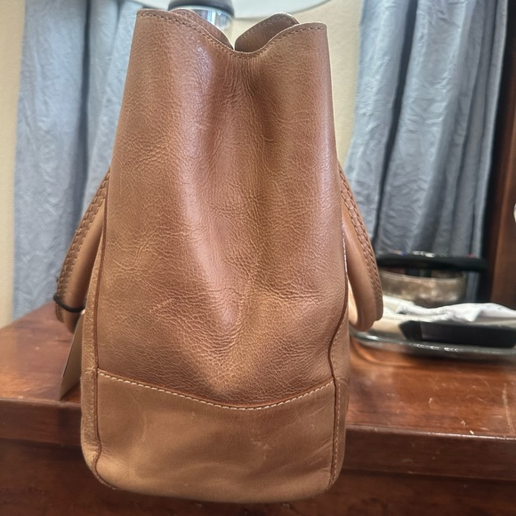 Frye Melissa Distressed Sand Leather Tote Shoulder Bag - Picture 2 of 9